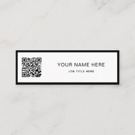 Minimalist Black Script QR White Calling Card Contactkaartje