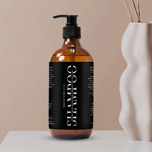 Minimalist Black Shampoo douchegel productetiket Sparkling Wijnetiket