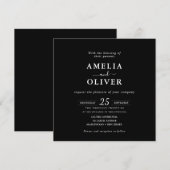 Minimalist Black Square Wedding Invitation  Kaart (Voorkant / Achterkant)
