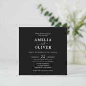 Minimalist Black Square Wedding Invitation  Kaart (Staand voorkant)