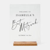 Minimalist Black Text Bat Mitzvah Clear Welcome  Acryl Bord (Voorkant)