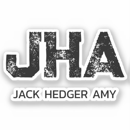 MINIMALIST BLACK THREE LETTER MONOGRAM NAME CLEAR STICKER (Voorkant)