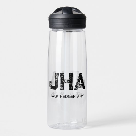 MINIMALIST BLACK THREE LETTER MONOGRAM NAME CLEAR WATERFLES (Voorkant)