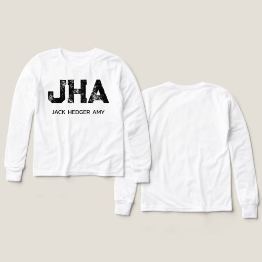 MINIMALIST BLACK THREE LETTER MONOGRAM NAME WHITE (Voorkant /achterkant)