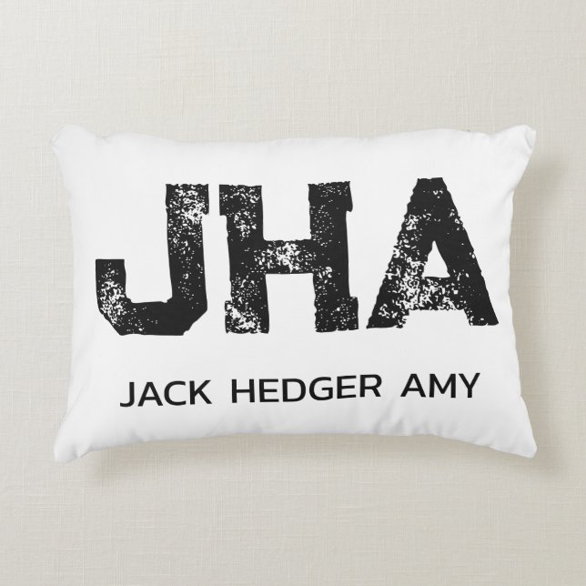 MINIMALIST BLACK THREE LETTER MONOGRAM NAME WHITE ACCENT KUSSEN (Voorkant)