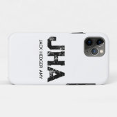 MINIMALIST BLACK THREE LETTER MONOGRAM NAME WHITE Case-Mate iPhone CASE (Achterkant (horizontaal))