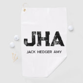 MINIMALIST BLACK THREE LETTER MONOGRAM NAME WHITE GOLFHANDDOEK (Insitu)