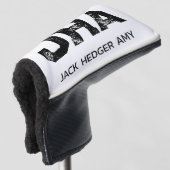 MINIMALIST BLACK THREE LETTER MONOGRAM NAME WHITE GOLFHEADCOVER (3/4 voorkant)