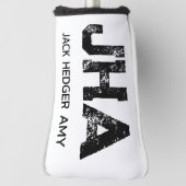 MINIMALIST BLACK THREE LETTER MONOGRAM NAME WHITE GOLFHEADCOVER (Draai 90)