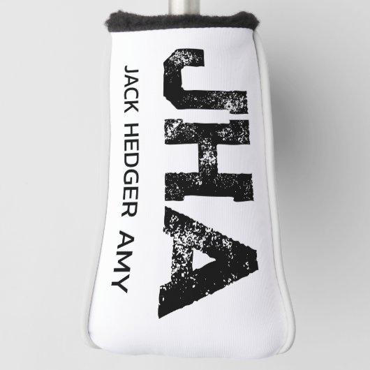 MINIMALIST BLACK THREE LETTER MONOGRAM NAME WHITE GOLFHEADCOVER (Draai 90)