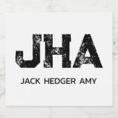 MINIMALIST BLACK THREE LETTER MONOGRAM NAME WHITE LIKEURFLES ETIKET (Enkel label)