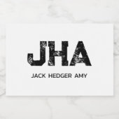 MINIMALIST BLACK THREE LETTER MONOGRAM NAME WHITE SPARKLING WIJNETIKET (Enkel label)