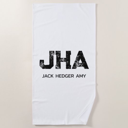 MINIMALIST BLACK THREE LETTER MONOGRAM NAME WHITE STRANDLAKEN (Voorkant)