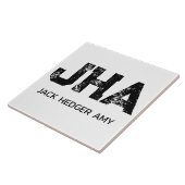 MINIMALIST BLACK THREE LETTER MONOGRAM NAME WHITE TEGELTJE (Zijkant)