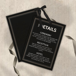 Minimalist Black Tie Formal Wedding Details Informatiekaartje