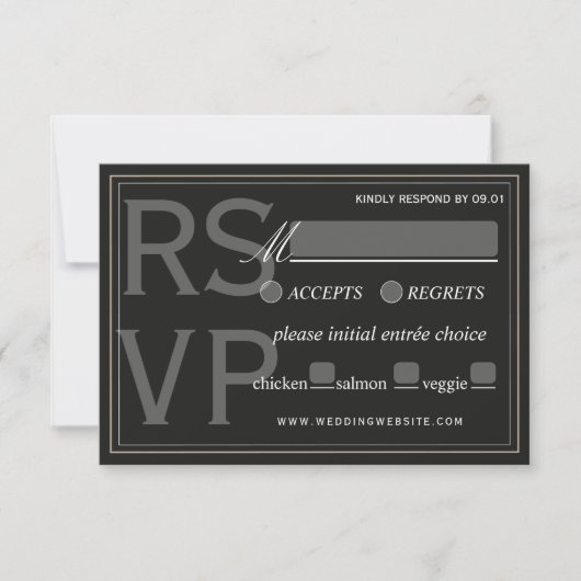 Minimalist Black Tie Formal Wedding QR Code RSVP Kaartje (Voorkant)