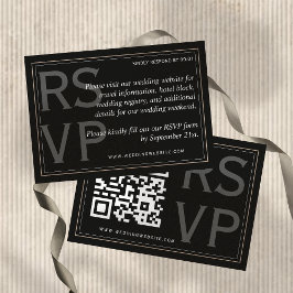 Minimalist Black Tie Formal Wedding QR Code RSVP Kaartje