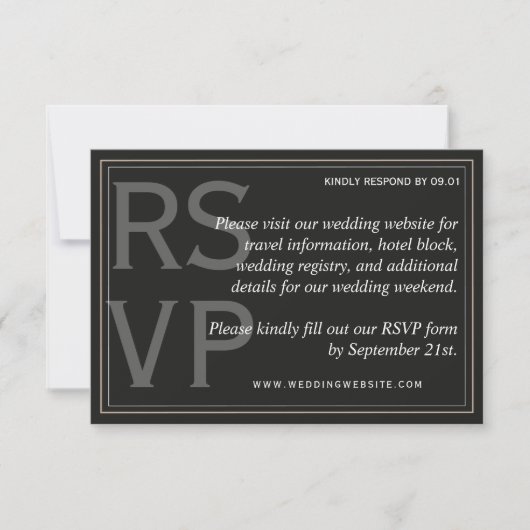 Minimalist Black Tie Formal Wedding QR Code RSVP Kaartje (Voorkant)