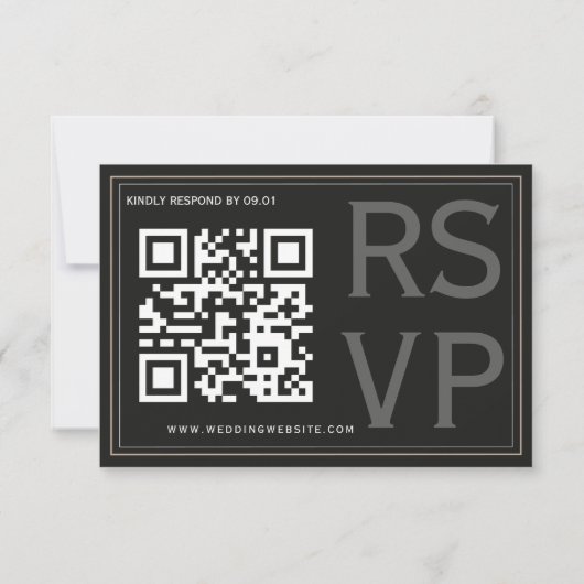 Minimalist Black Tie Formal Wedding QR Code RSVP Kaartje (Achterkant)