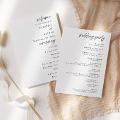 Minimalist Black Tie Wedding Ceremony Program Kaart