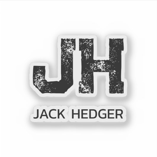 MINIMALIST BLACK TWO LETTER MONOGRAM NAME CLEAR STICKER (Voorkant)