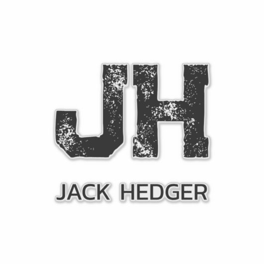 MINIMALIST BLACK TWO LETTER MONOGRAM NAME CLEAR STICKER (Voorkant)