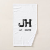 MINIMALIST BLACK TWO LETTER MONOGRAM NAME WHITE BAD HANDDOEK (Handdoek)
