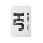MINIMALIST BLACK TWO LETTER MONOGRAM NAME WHITE BADMAT (Voorkant Verticaal)