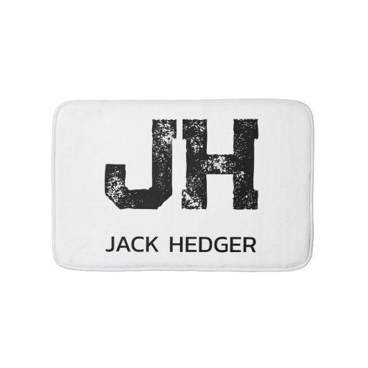 MINIMALIST BLACK TWO LETTER MONOGRAM NAME WHITE BADMAT (Voorkant)