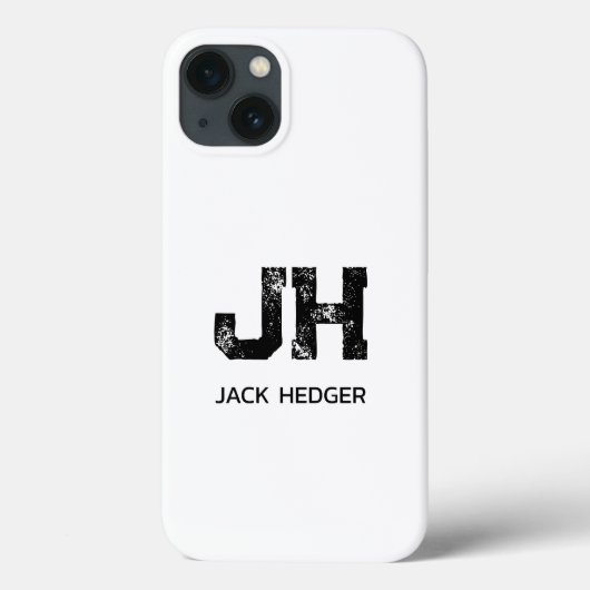 MINIMALIST BLACK TWO LETTER MONOGRAM NAME WHITE Case-Mate iPhone CASE (Achterkant)