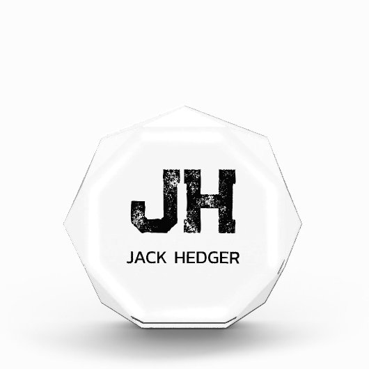 MINIMALIST BLACK TWO LETTER MONOGRAM NAME WHITE FOTOBLOKKEN (Voorkant)