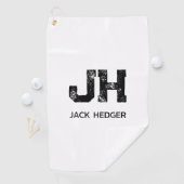 MINIMALIST BLACK TWO LETTER MONOGRAM NAME WHITE GOLFHANDDOEK (Insitu)