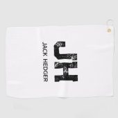 MINIMALIST BLACK TWO LETTER MONOGRAM NAME WHITE GOLFHANDDOEK (Horizontaal)