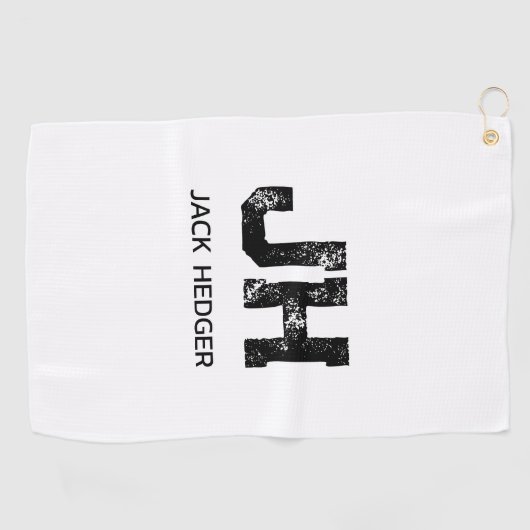 MINIMALIST BLACK TWO LETTER MONOGRAM NAME WHITE GOLFHANDDOEK (Horizontaal)
