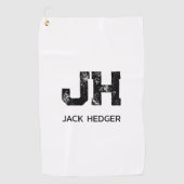 MINIMALIST BLACK TWO LETTER MONOGRAM NAME WHITE GOLFHANDDOEK (Voorkant)