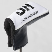 MINIMALIST BLACK TWO LETTER MONOGRAM NAME WHITE GOLFHEADCOVER (3/4 voorkant)