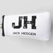 MINIMALIST BLACK TWO LETTER MONOGRAM NAME WHITE GOLFHEADCOVER (Voorkant)