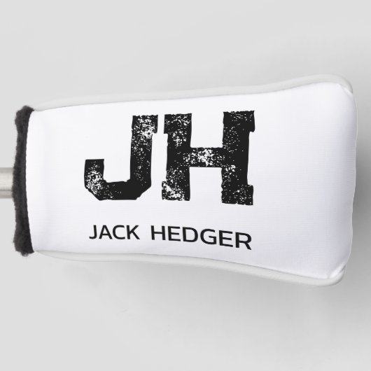 MINIMALIST BLACK TWO LETTER MONOGRAM NAME WHITE GOLFHEADCOVER (Voorkant)