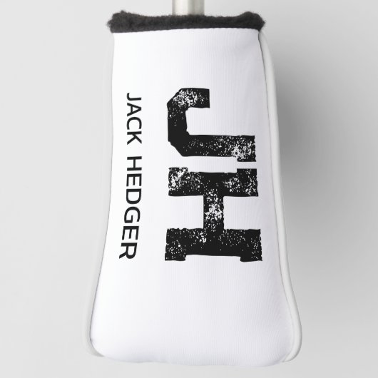 MINIMALIST BLACK TWO LETTER MONOGRAM NAME WHITE GOLFHEADCOVER (Draai 90)