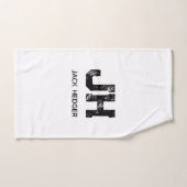 MINIMALIST BLACK TWO LETTER MONOGRAM NAME WHITE HANDDOEK (Handdoek)