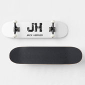 MINIMALIST BLACK TWO LETTER MONOGRAM NAME WHITE PERSOONLIJK SKATEBOARD (Horizontaal)