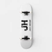 MINIMALIST BLACK TWO LETTER MONOGRAM NAME WHITE PERSOONLIJK SKATEBOARD (Voorkant)