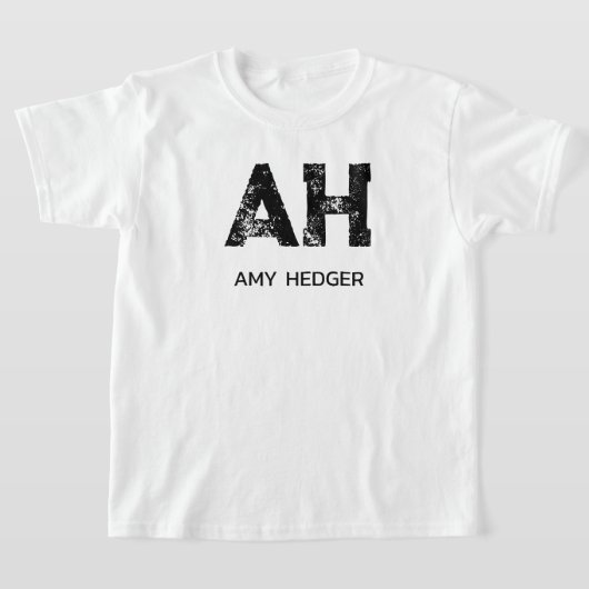 MINIMALIST BLACK TWO LETTER MONOGRAM NAME WHITE T-SHIRT (Laagn)