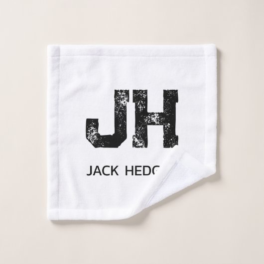 MINIMALIST BLACK TWO LETTER MONOGRAM NAME WHITE WASHANDJE (Wasdoekje)