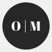 Minimalist Black Wedding Initials. Modern Monogram Ronde Sticker (Voorkant)