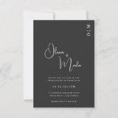 Minimalist Black Wedding QR code Invitation card Kaart (Voorkant)