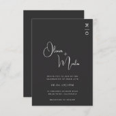 Minimalist Black Wedding QR code Invitation card Kaart (Voorkant / Achterkant)