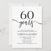 Minimalist Black White 60th Wedding Anniversary Kaart (Voorkant)