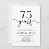 Minimalist Black White 75th Wedding Anniversary Kaart (Voorkant)