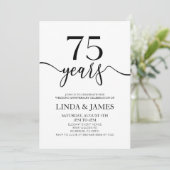 Minimalist Black White 75th Wedding Anniversary Kaart (Staand voorkant)